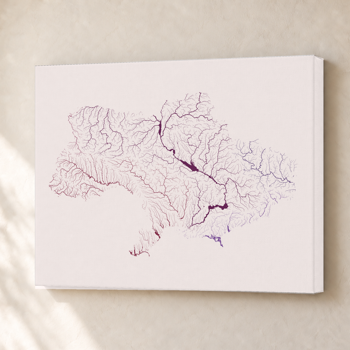 Beautiful Rivers — Ucrânia — Ameixa e rosé, Canvas · 30 × 40 cm, Sem margem