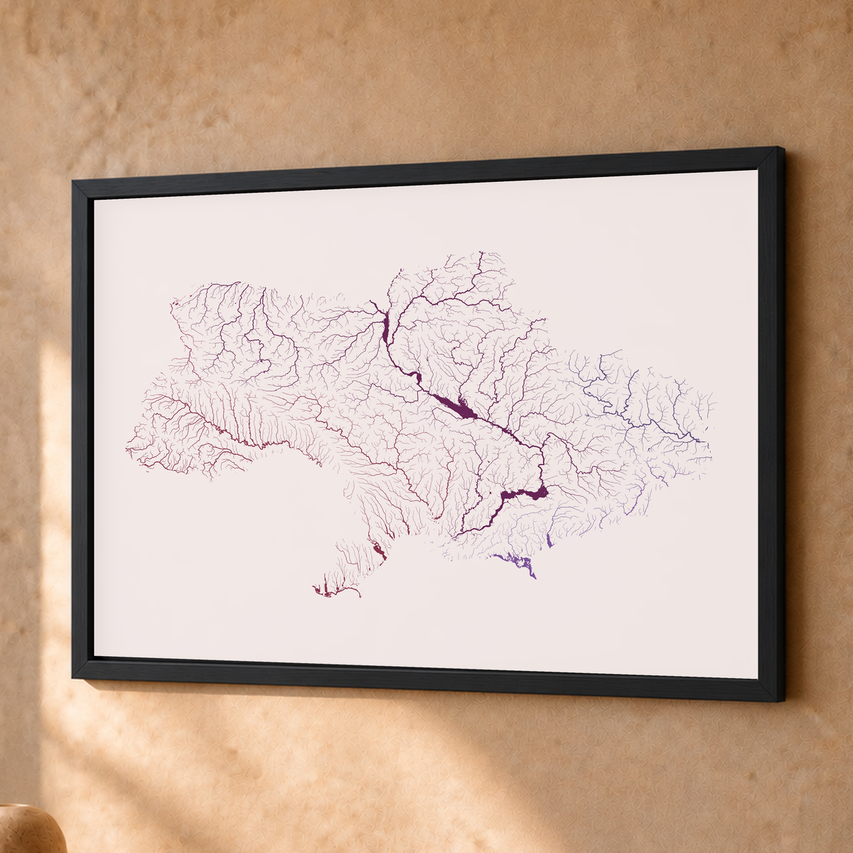 Beautiful Rivers — Ucrânia — Ameixa e rosé, Fine art emoldurado · 30 × 40 cm, Preto · Sem margem