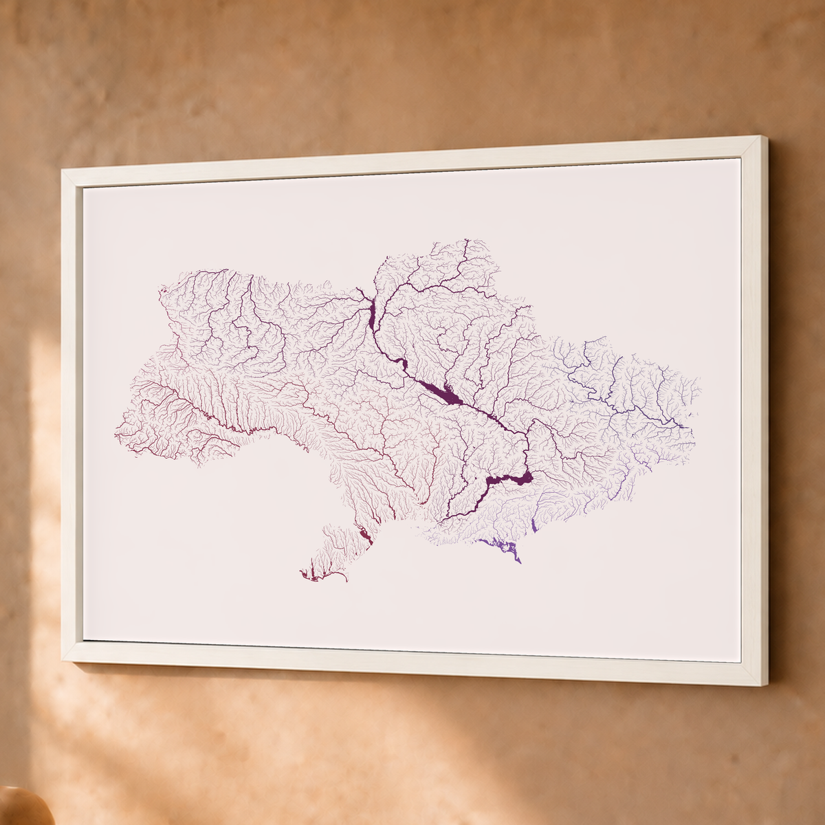Beautiful Rivers — Ucrânia — Ameixa e rosé, Fine art emoldurado · 45 × 60 cm, Branco · Sem margem