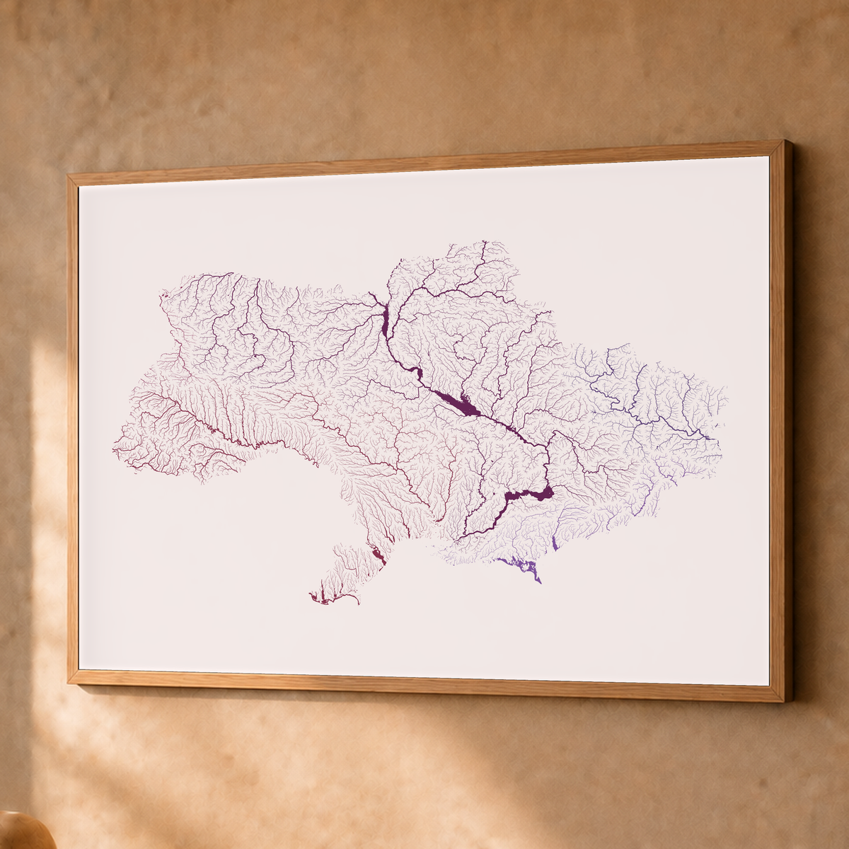 Beautiful Rivers — Ucrânia — Ameixa e rosé, Fine art emoldurado · 60 × 80 cm, Natural · Sem margem