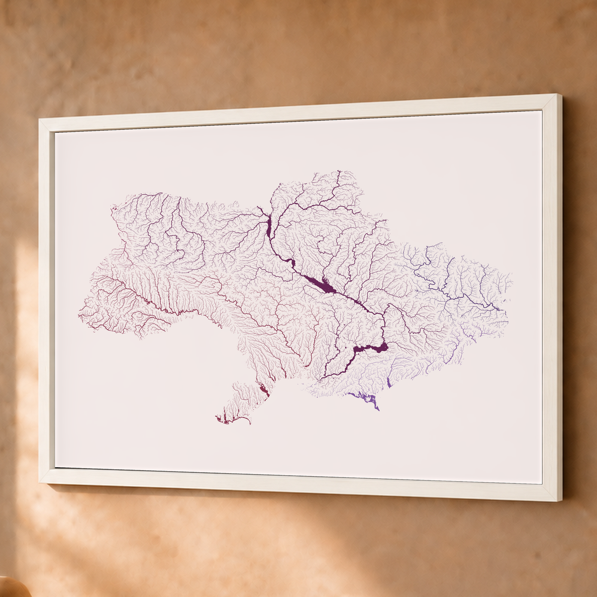 Beautiful Rivers — Ucrânia — Ameixa e rosé, Fine art emoldurado · 60 × 80 cm, Branco · Sem margem