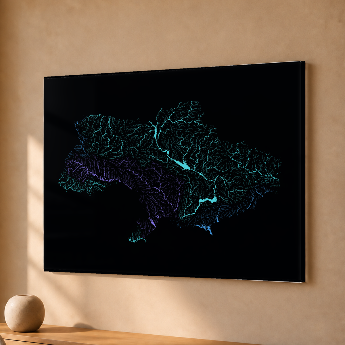 Beautiful Rivers — Ucrânia — Neon hidrográfico, Acrílico · 30 × 40 cm, Sem margem