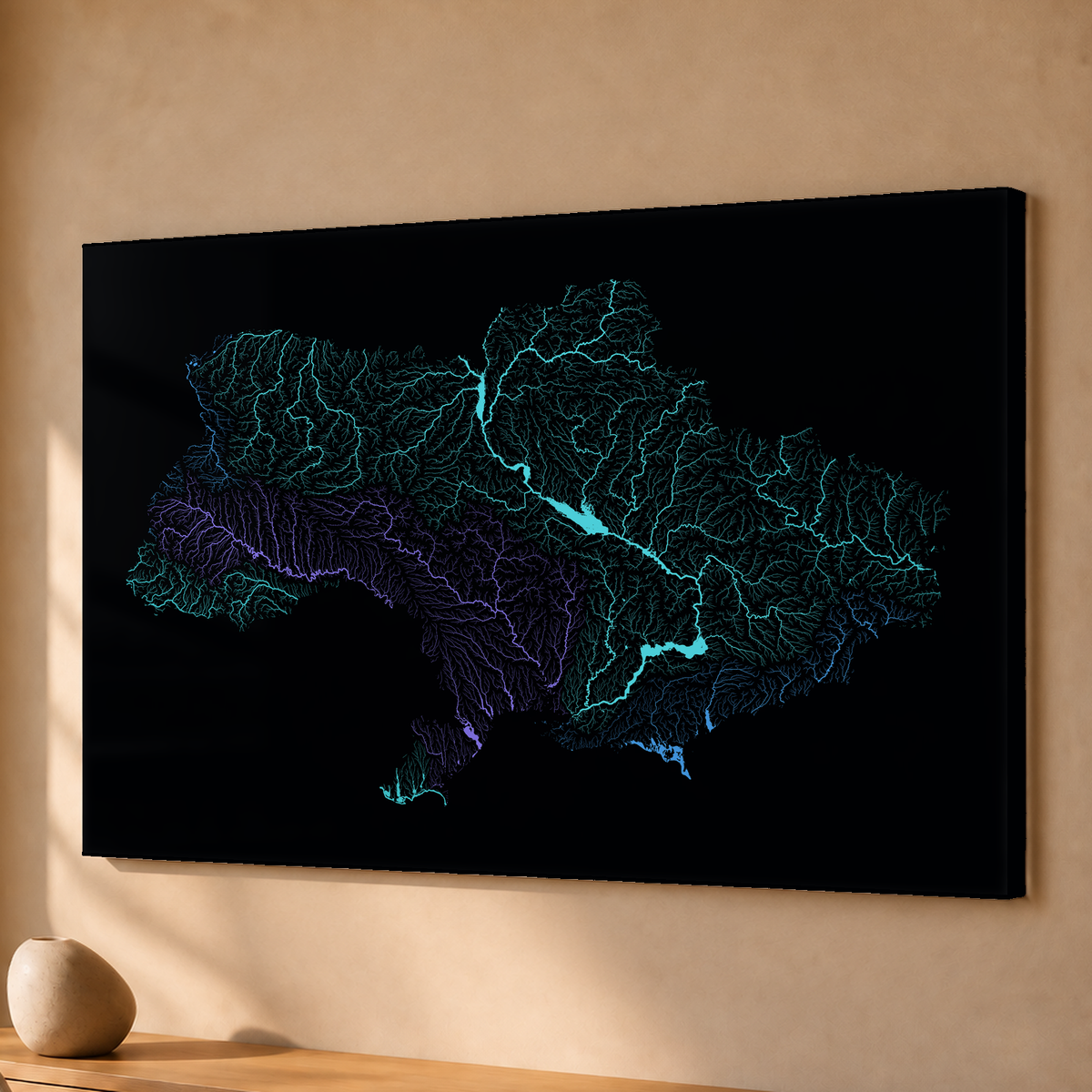 Beautiful Rivers — Ucrânia — Neon hidrográfico, Acrílico · 40 × 60 cm, Sem margem