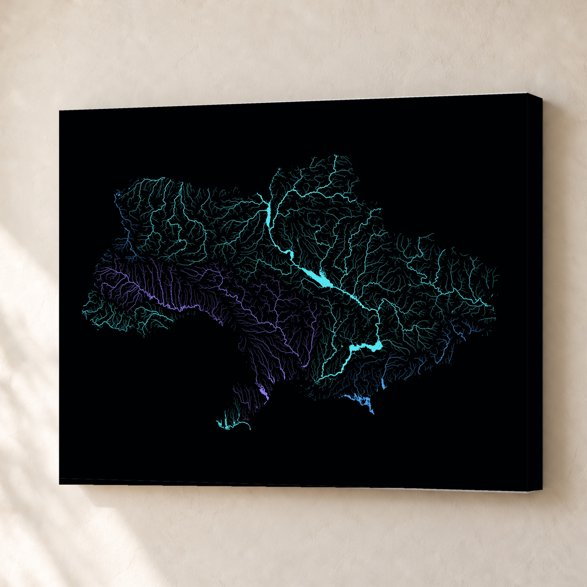 Beautiful Rivers — Ucrânia — Neon hidrográfico, Canvas · 30 × 40 cm, Sem margem