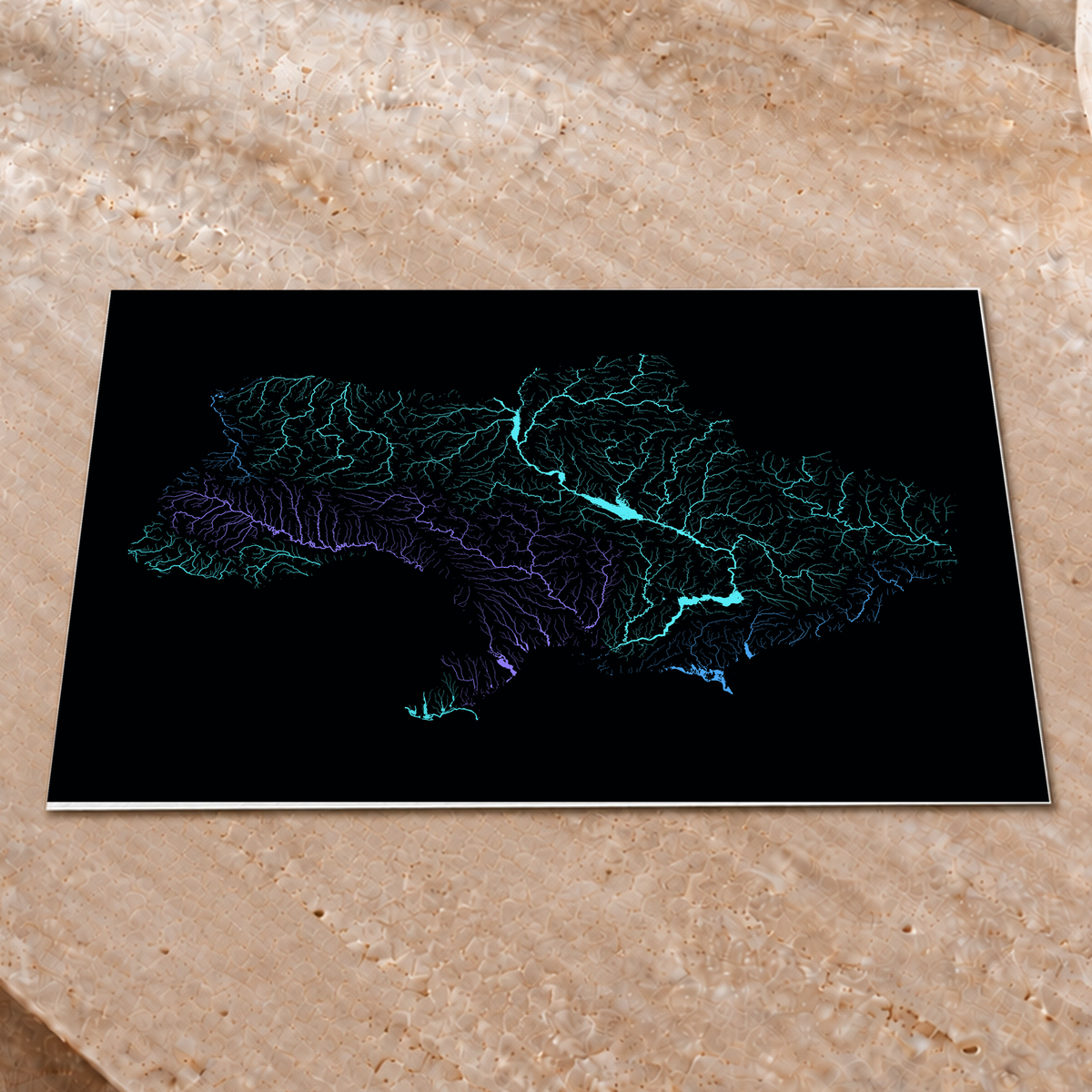 Beautiful Rivers — Ucrânia — Neon hidrográfico, Impressão fine art · 30 × 40 cm, Sem margem