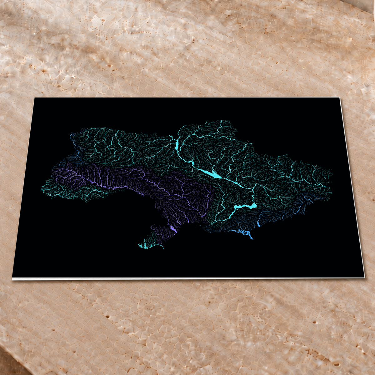 Beautiful Rivers — Ucrânia — Neon hidrográfico, Impressão fine art · 45 × 60 cm, Sem margem