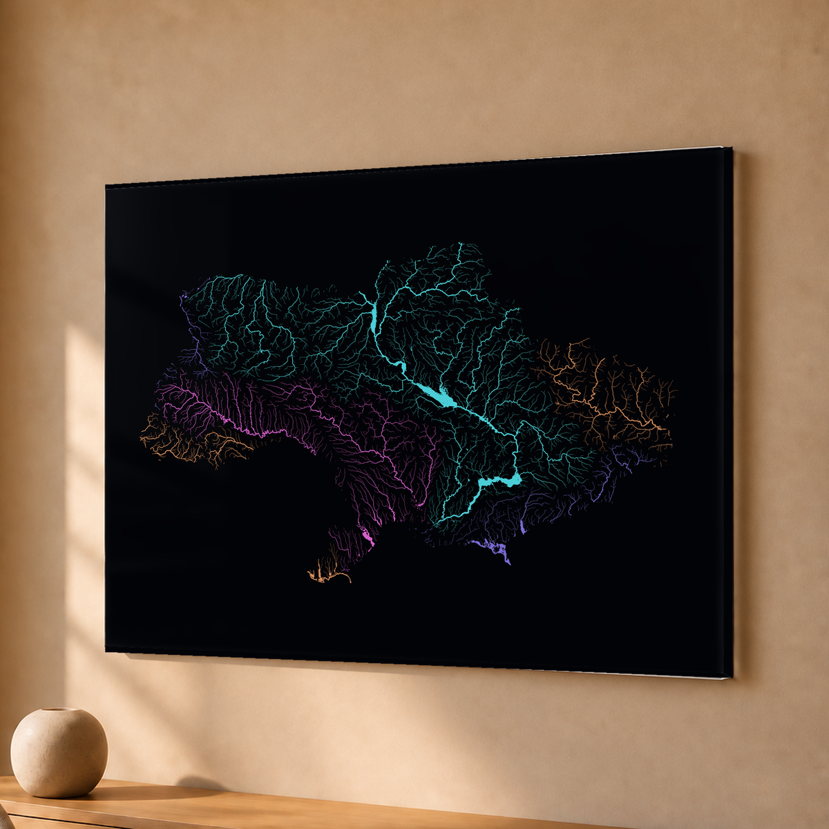 Beautiful Rivers — Ucrânia — Neon por território, Acrílico · 30 × 40 cm, Sem margem
