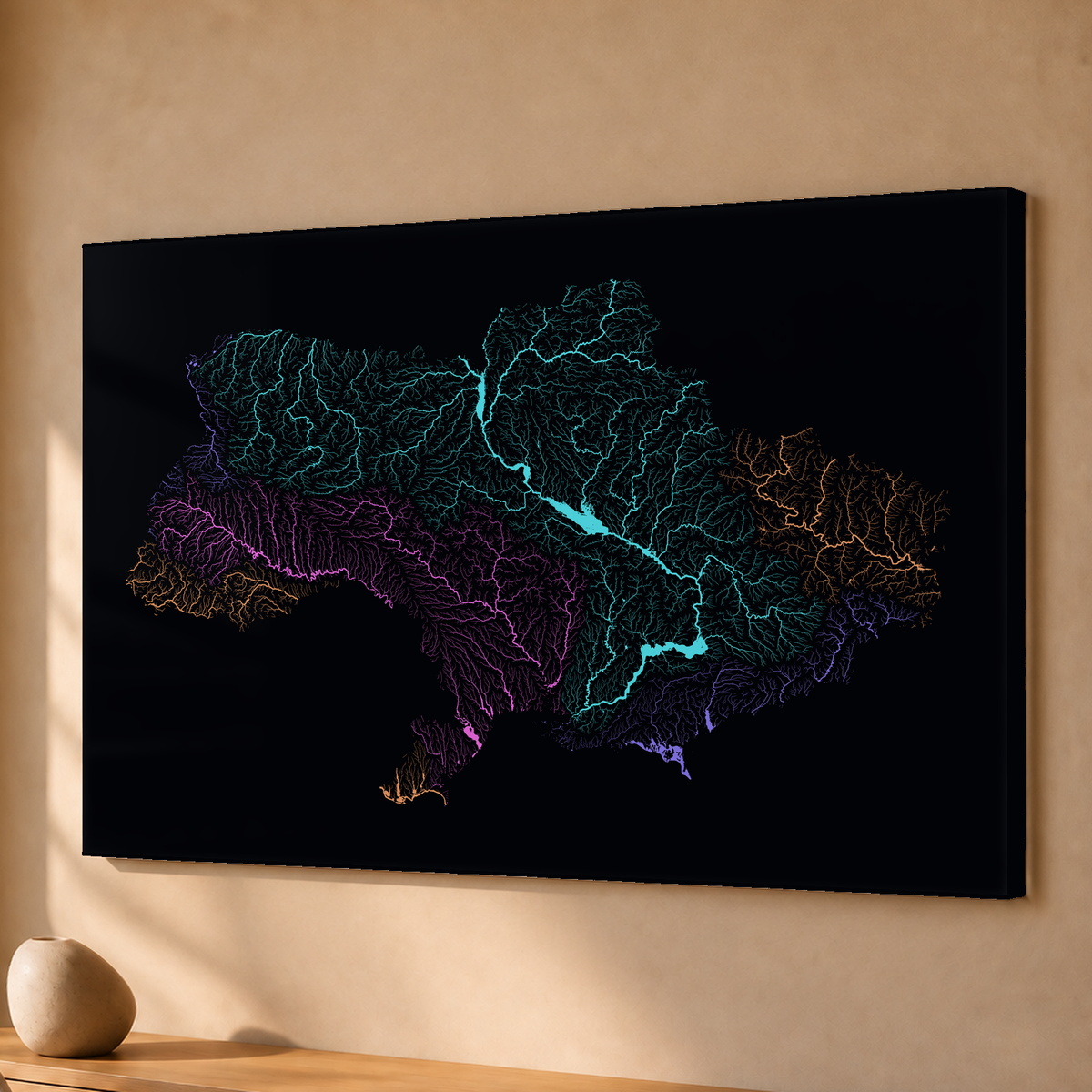Beautiful Rivers — Ucrânia — Neon por território, Acrílico · 40 × 60 cm, Sem margem