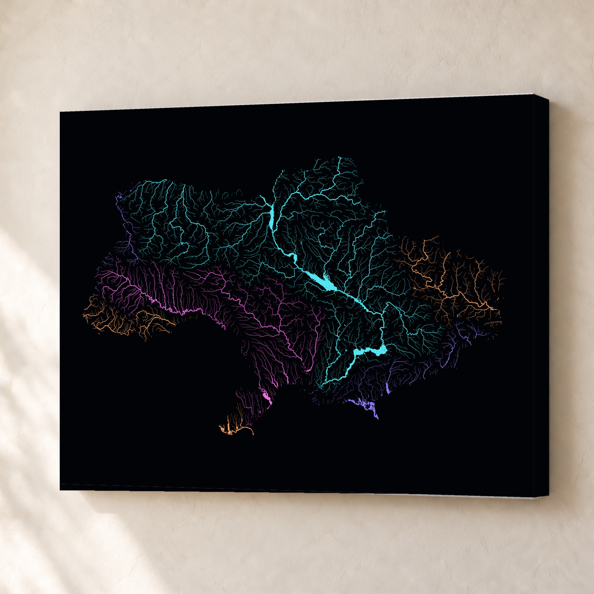 Beautiful Rivers — Ucrânia — Neon por território, Canvas · 30 × 40 cm, Sem margem