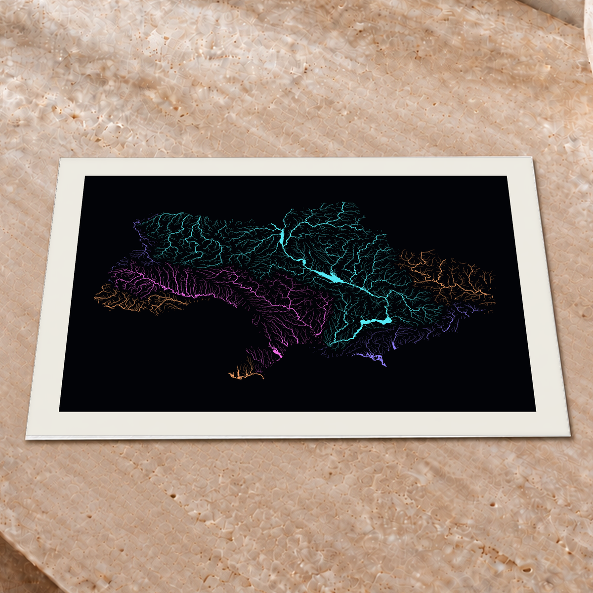 Beautiful Rivers — Ucrânia — Neon por território, Impressão fine art · 30 × 40 cm, Margem branca