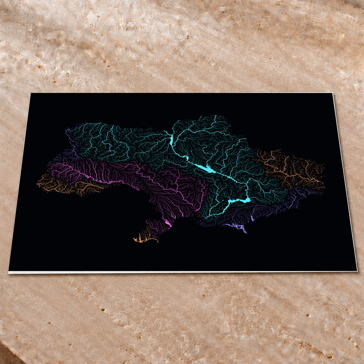 Beautiful Rivers — Ucrânia — Neon por território, Impressão fine art · 60 × 80 cm, Sem margem
