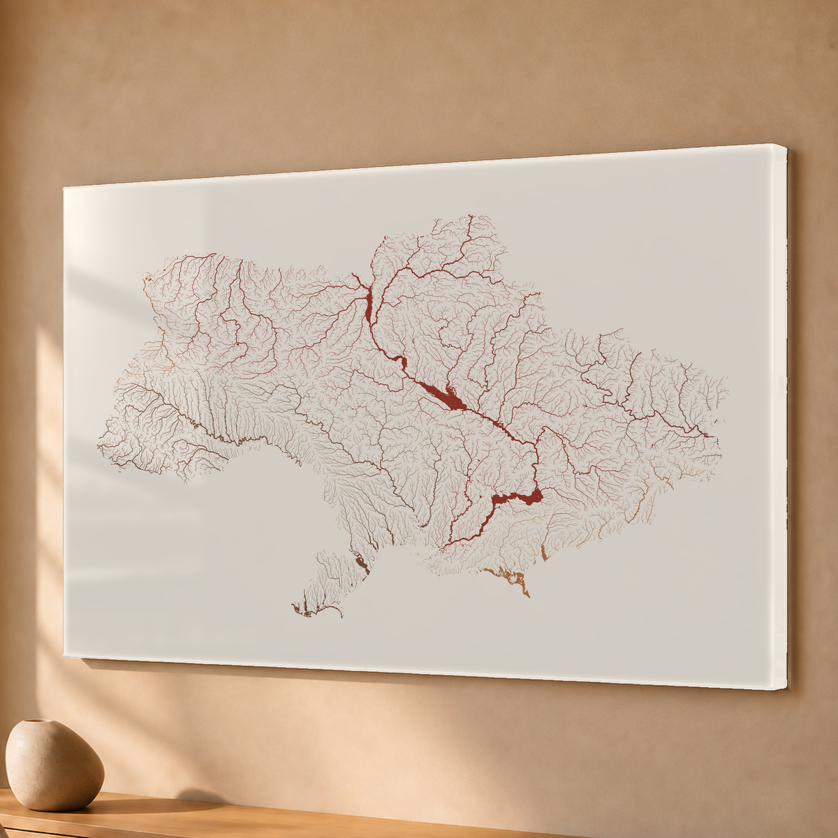 Beautiful Rivers — Ucrânia — Terracota e areia, Acrílico · 40 × 60 cm, Sem margem