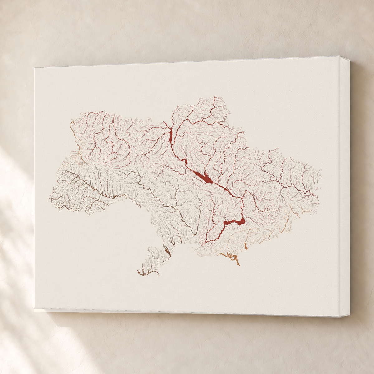 Beautiful Rivers — Ucrânia — Terracota e areia, Canvas · 45 × 60 cm, Sem margem