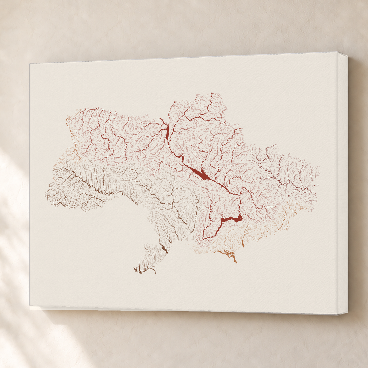 Beautiful Rivers — Ucrânia — Terracota e areia, Canvas · 60 × 80 cm, Sem margem