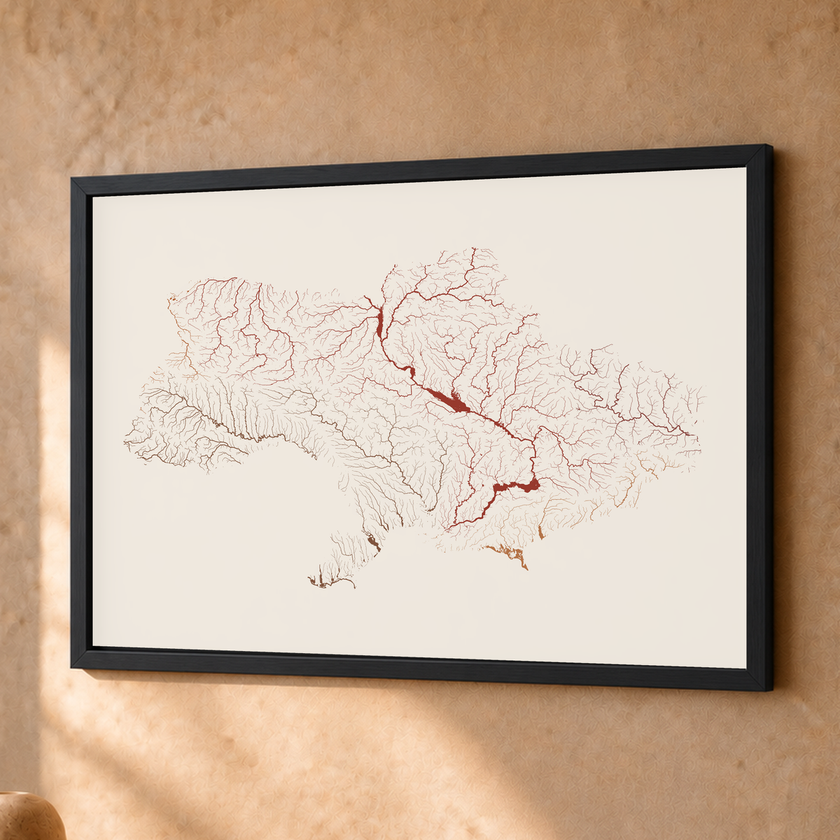 Beautiful Rivers — Ucrânia — Terracota e areia, Fine art emoldurado · 30 × 40 cm, Preto · Sem margem