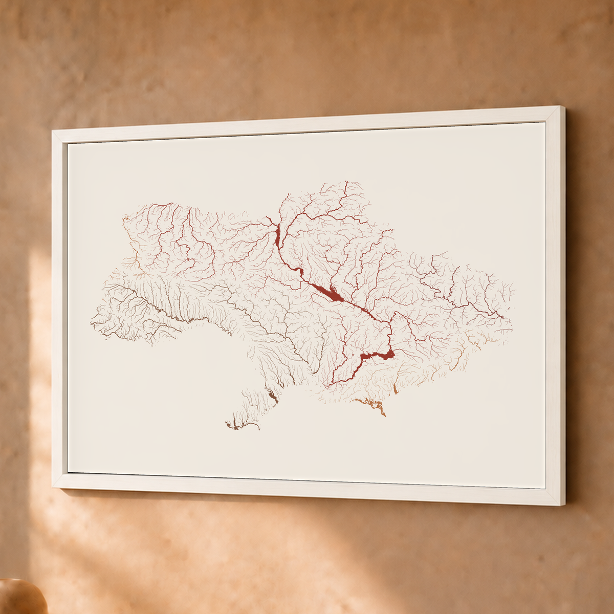 Beautiful Rivers — Ucrânia — Terracota e areia, Fine art emoldurado · 30 × 40 cm, Branco · Sem margem