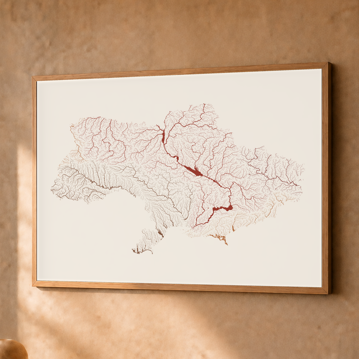 Beautiful Rivers — Ucrânia — Terracota e areia, Fine art emoldurado · 45 × 60 cm, Natural · Sem margem