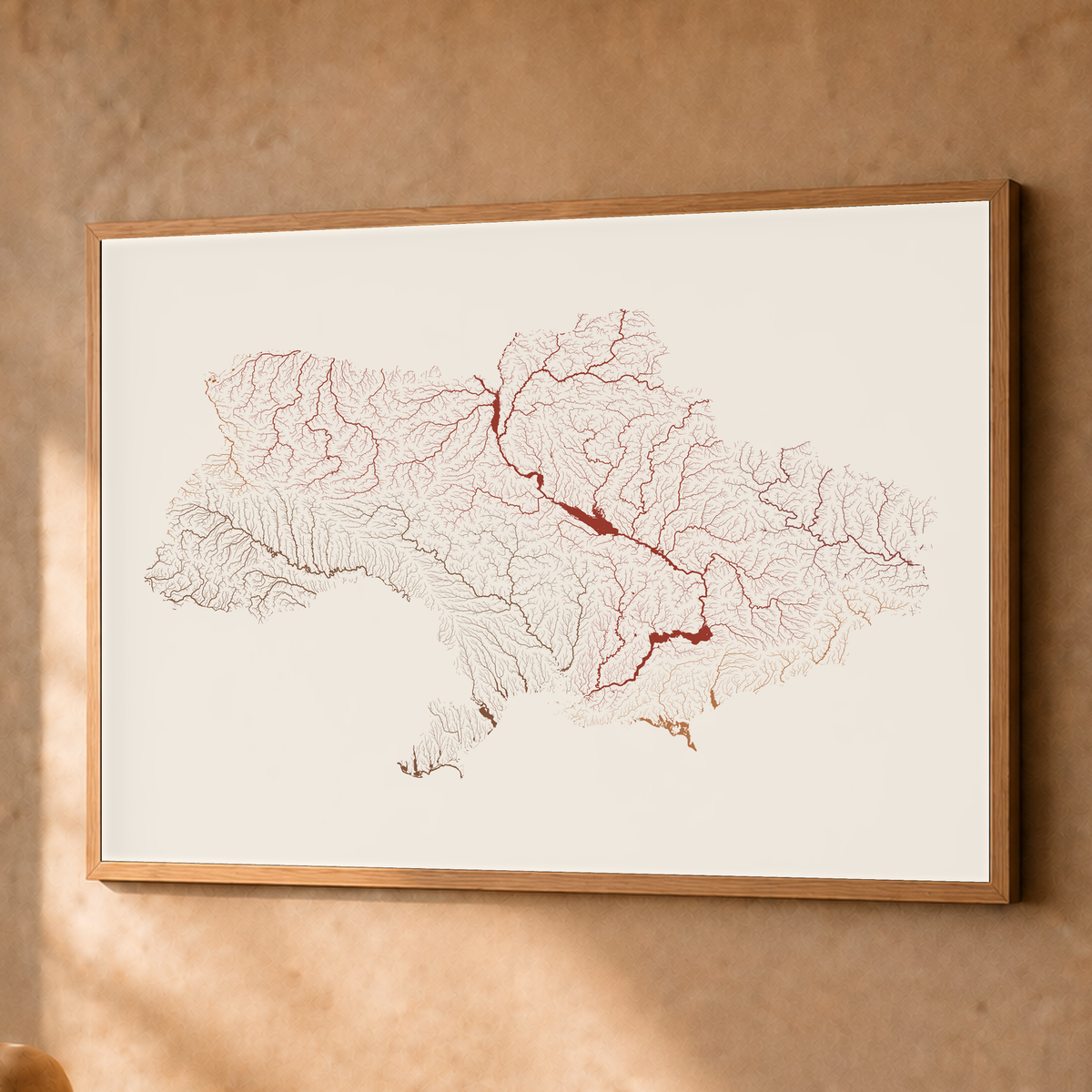 Beautiful Rivers — Ucrânia — Terracota e areia, Fine art emoldurado · 60 × 80 cm, Natural · Sem margem