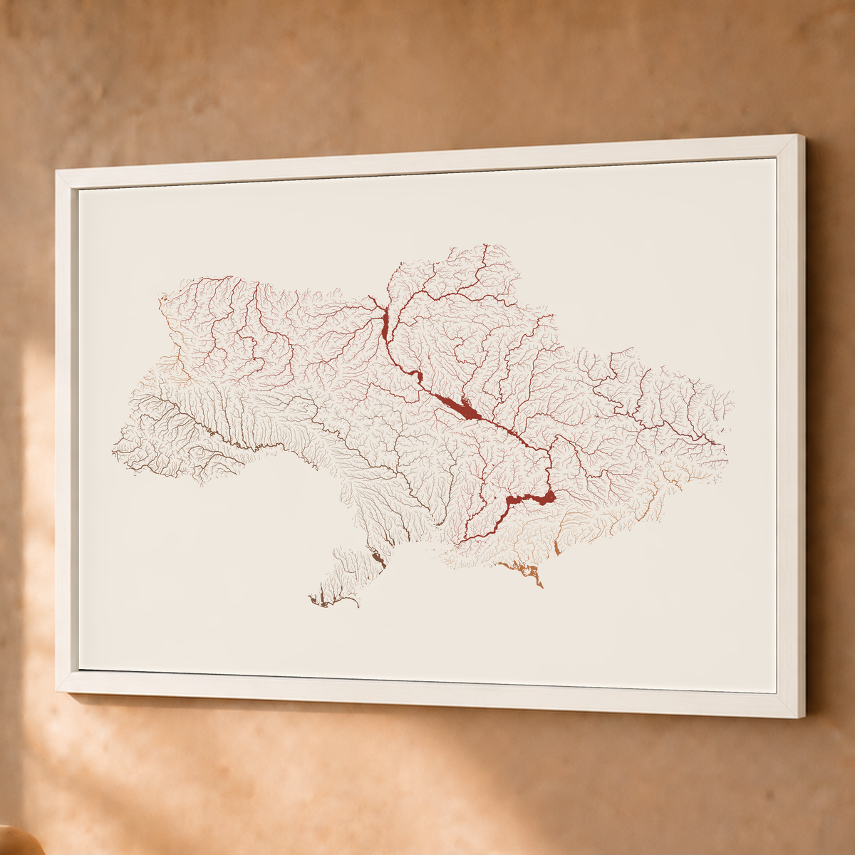 Beautiful Rivers — Ucrânia — Terracota e areia, Fine art emoldurado · 60 × 80 cm, Branco · Sem margem