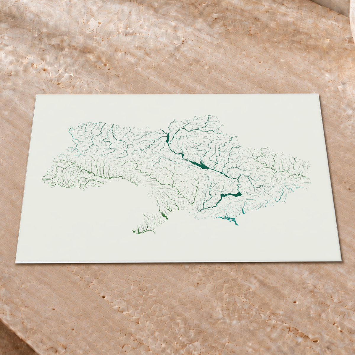 Beautiful Rivers — Ucrânia — Verde jade e porcelana, Impressão fine art · 30 × 40 cm, Sem margem