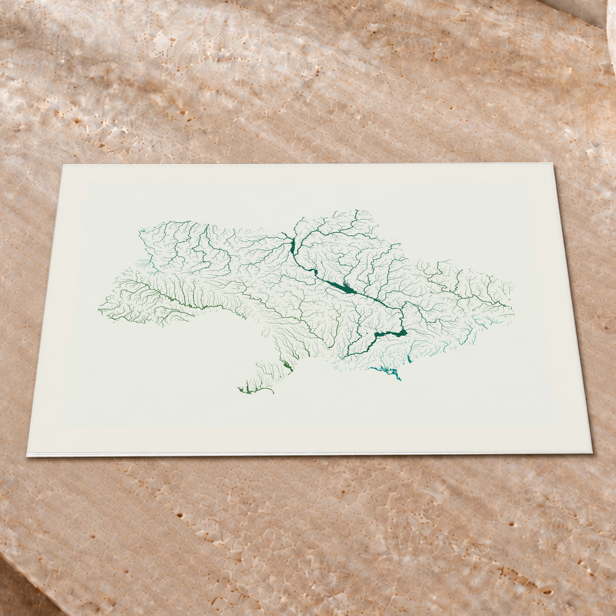 Beautiful Rivers — Ucrânia — Verde jade e porcelana, Impressão fine art · 30 × 40 cm, Margem branca