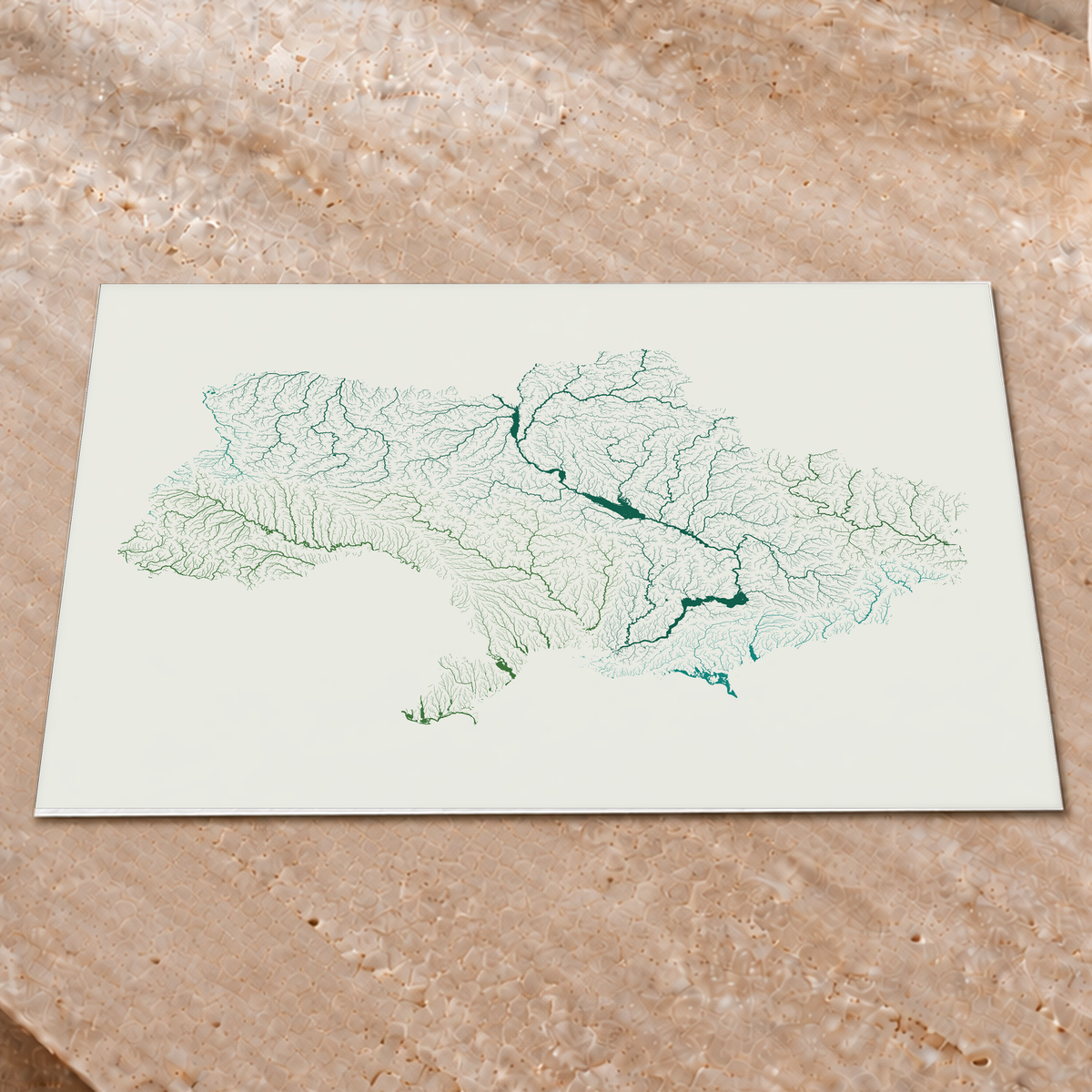 Beautiful Rivers — Ucrânia — Verde jade e porcelana, Impressão fine art · 45 × 60 cm, Sem margem