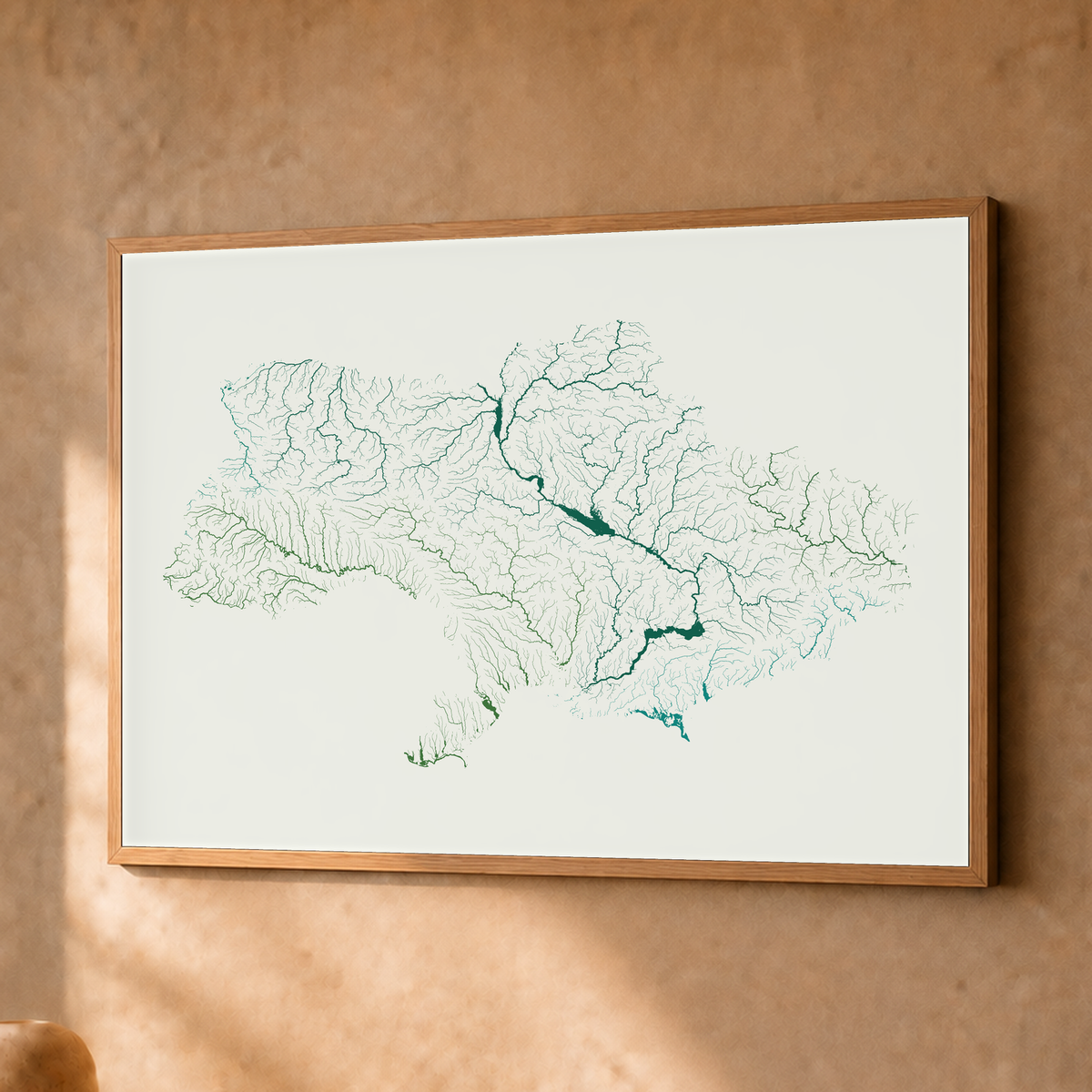 Beautiful Rivers — Ucrânia — Verde jade e porcelana, Fine art emoldurado · 30 × 40 cm, Natural · Sem margem
