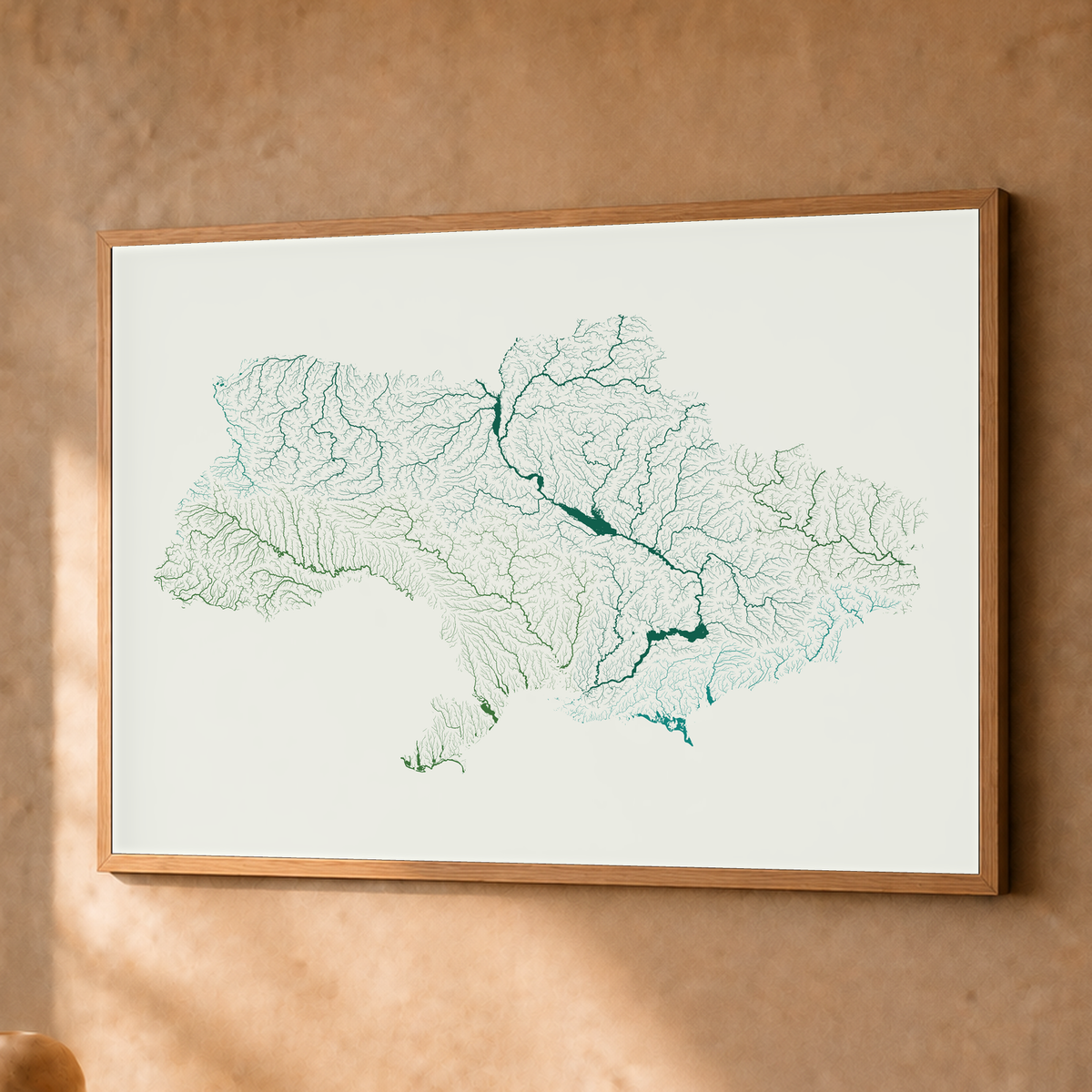 Beautiful Rivers — Ucrânia — Verde jade e porcelana, Fine art emoldurado · 45 × 60 cm, Natural · Sem margem