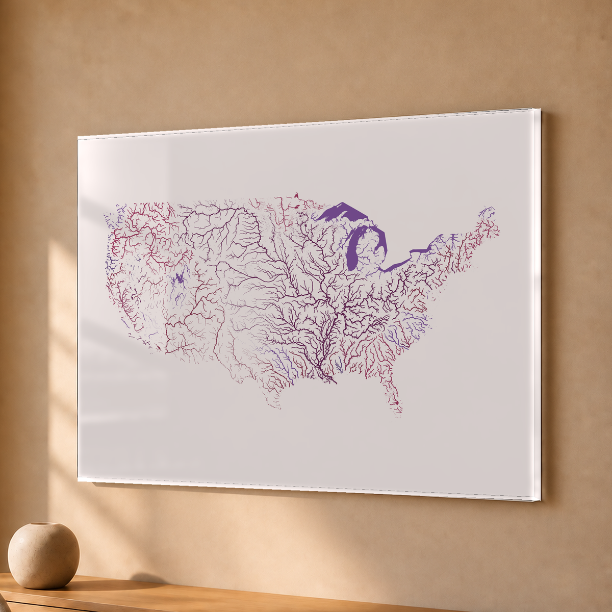 Beautiful Rivers — Estados Unidos — Ameixa e rosé, Acrílico · 30 × 40 cm, Sem margem