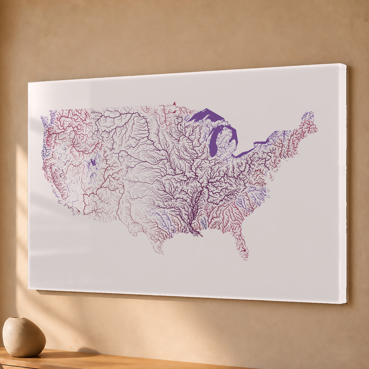 Beautiful Rivers — Estados Unidos — Ameixa e rosé, Acrílico · 40 × 60 cm, Sem margem