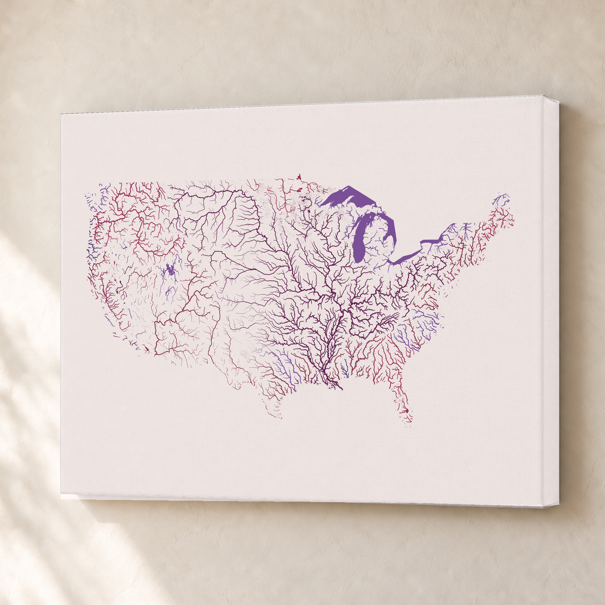 Beautiful Rivers — Estados Unidos — Ameixa e rosé, Canvas · 30 × 40 cm, Sem margem