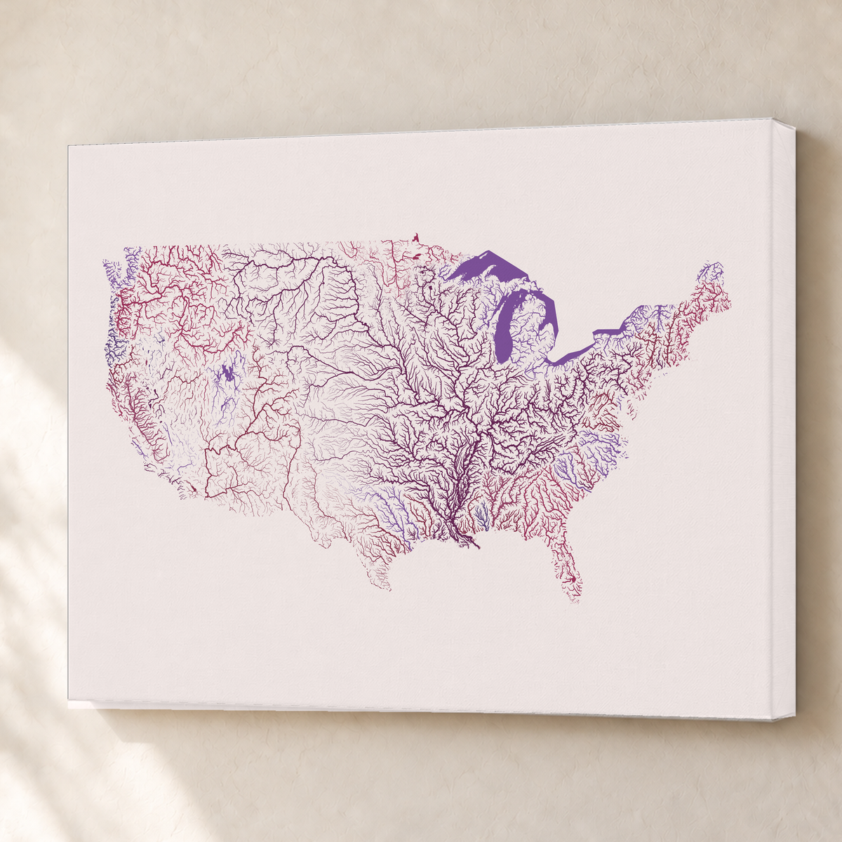 Beautiful Rivers — Estados Unidos — Ameixa e rosé, Canvas · 60 × 80 cm, Sem margem