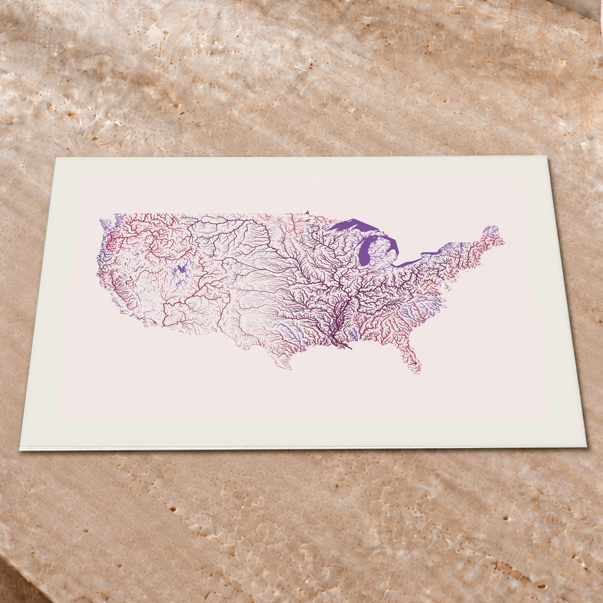 Beautiful Rivers — Estados Unidos — Ameixa e rosé, Impressão fine art · 45 × 60 cm, Margem branca
