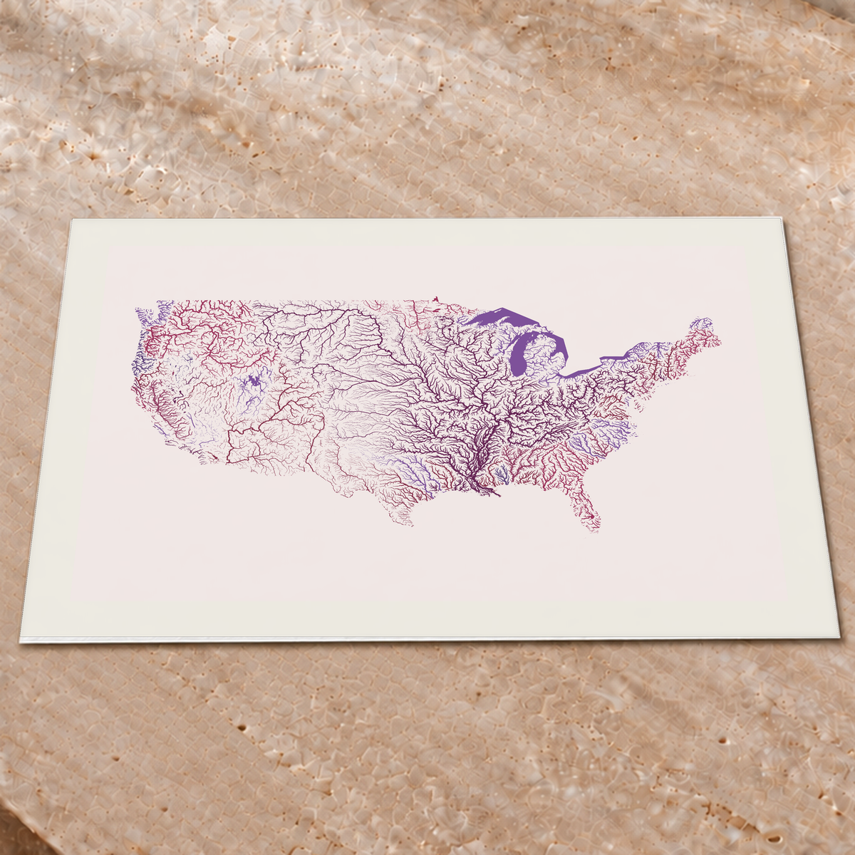Beautiful Rivers — Estados Unidos — Ameixa e rosé, Impressão fine art · 60 × 80 cm, Margem branca