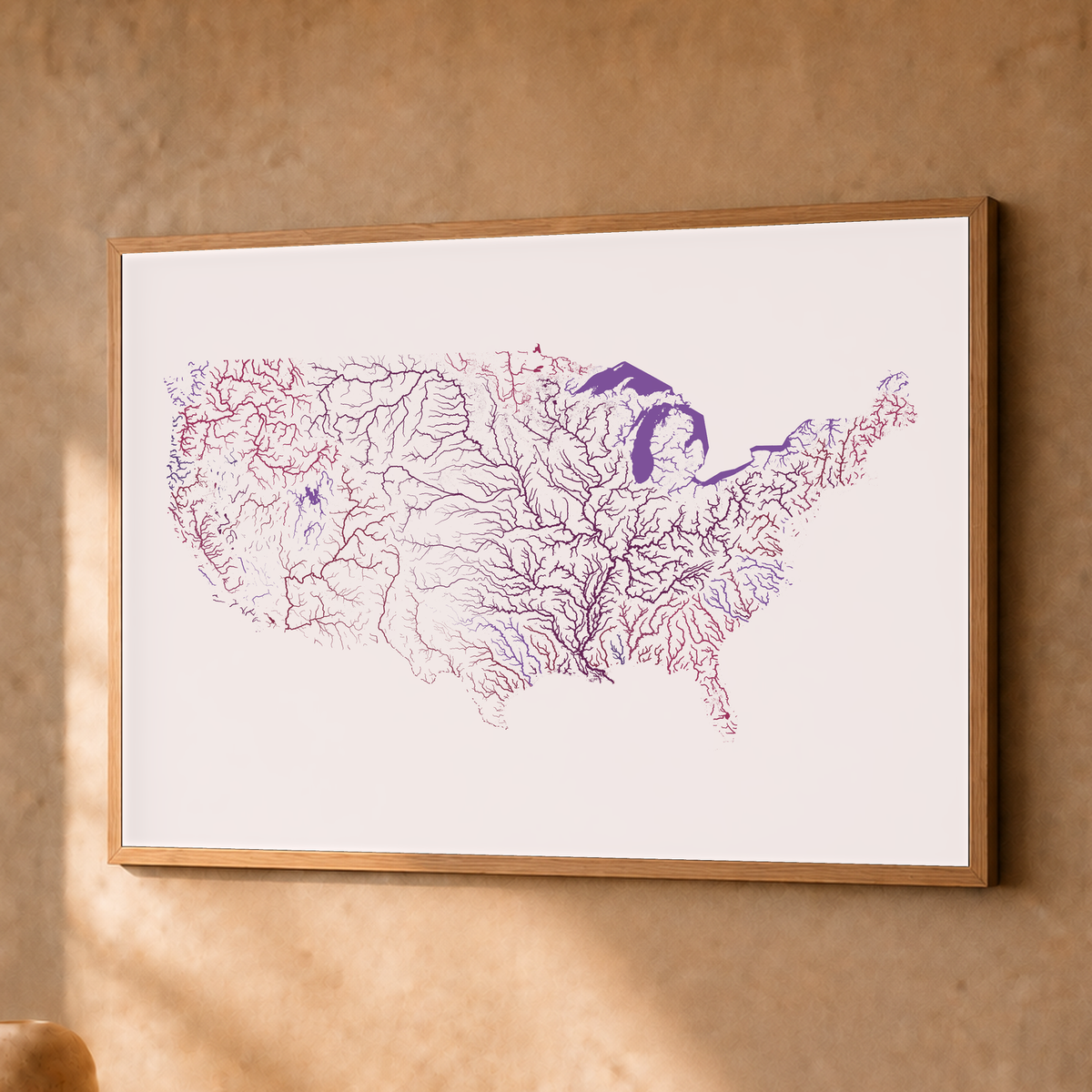 Beautiful Rivers — Estados Unidos — Ameixa e rosé, Fine art emoldurado · 30 × 40 cm, Natural · Sem margem