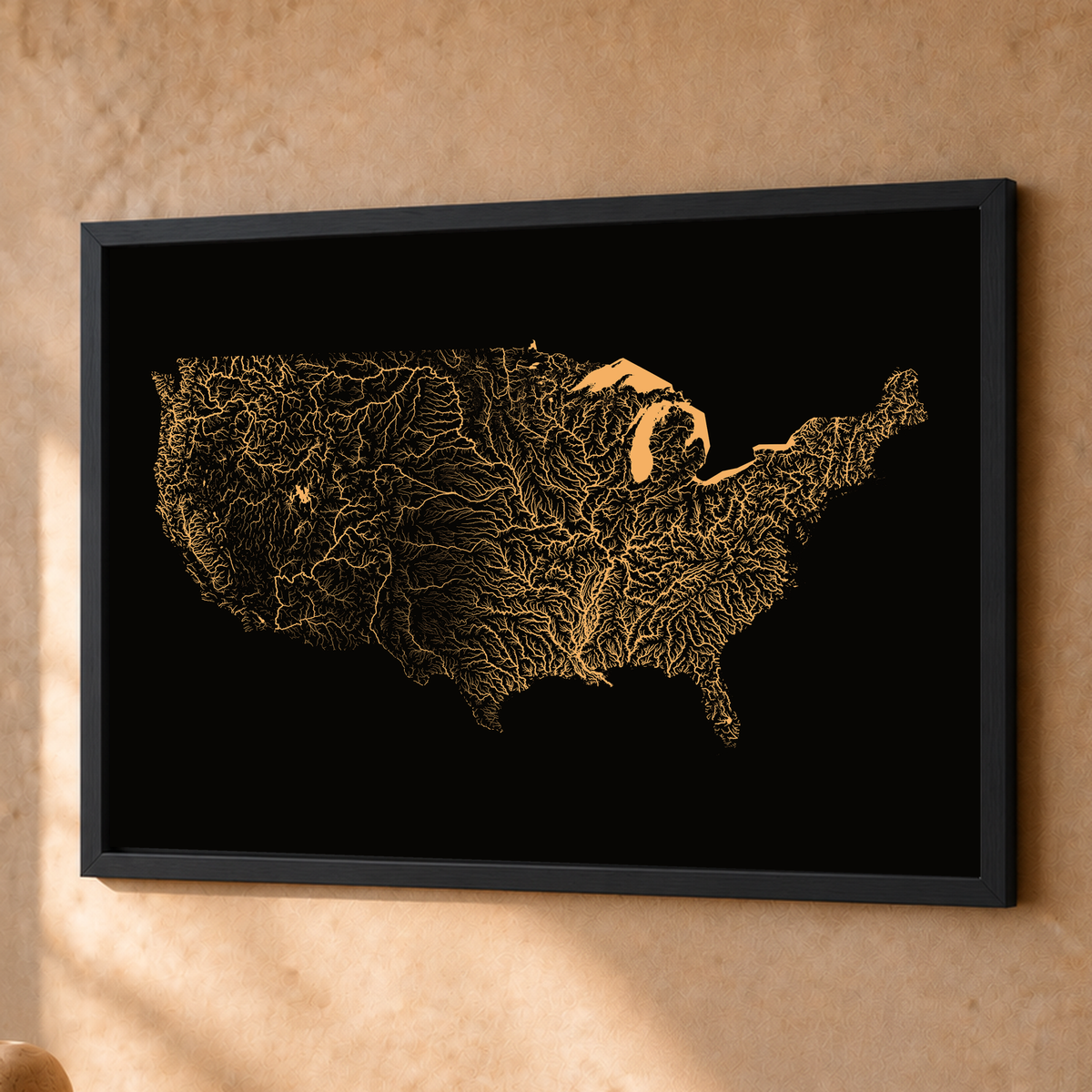 Beautiful Rivers — Estados Unidos — Cobre, Fine art emoldurado · 45 × 60 cm, Preto · Sem margem