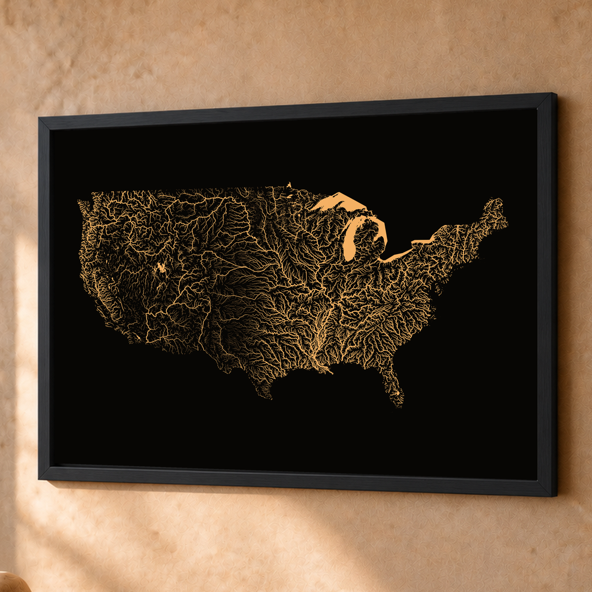 Beautiful Rivers — Estados Unidos — Cobre, Fine art emoldurado · 60 × 80 cm, Preto · Sem margem