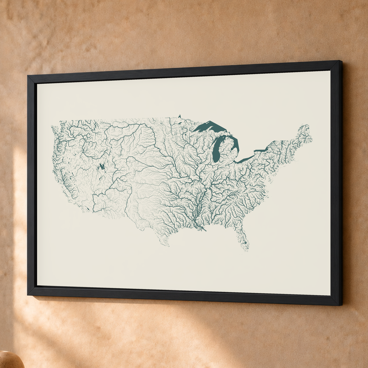 Beautiful Rivers — Estados Unidos — Natural e luminosa, Fine art emoldurado · 45 × 60 cm, Preto · Sem margem