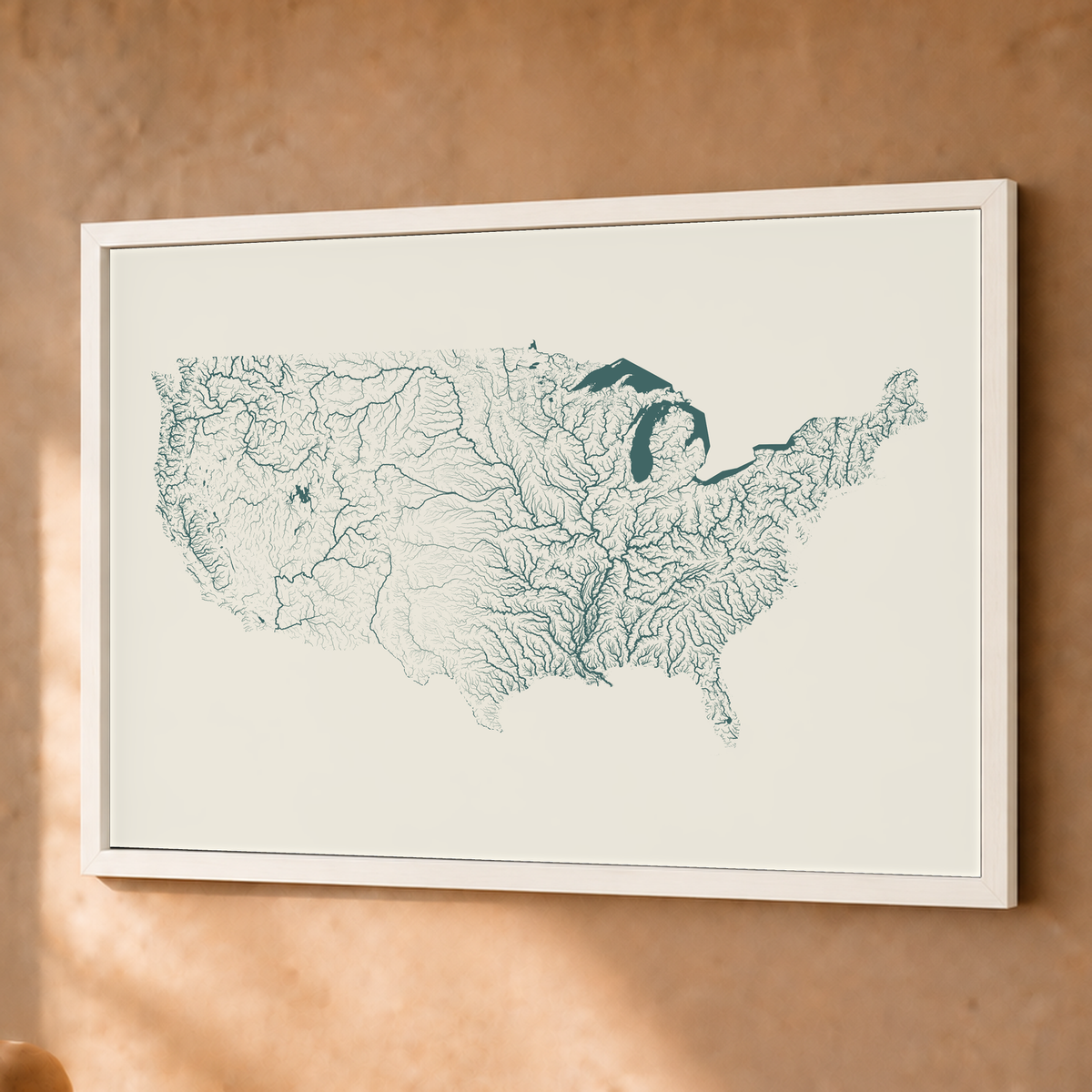 Beautiful Rivers — Estados Unidos — Natural e luminosa, Fine art emoldurado · 45 × 60 cm, Branco · Sem margem
