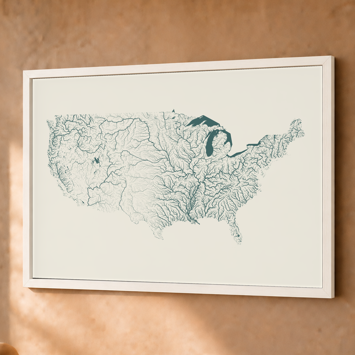 Beautiful Rivers — Estados Unidos — Natural e luminosa, Fine art emoldurado · 60 × 80 cm, Branco · Sem margem