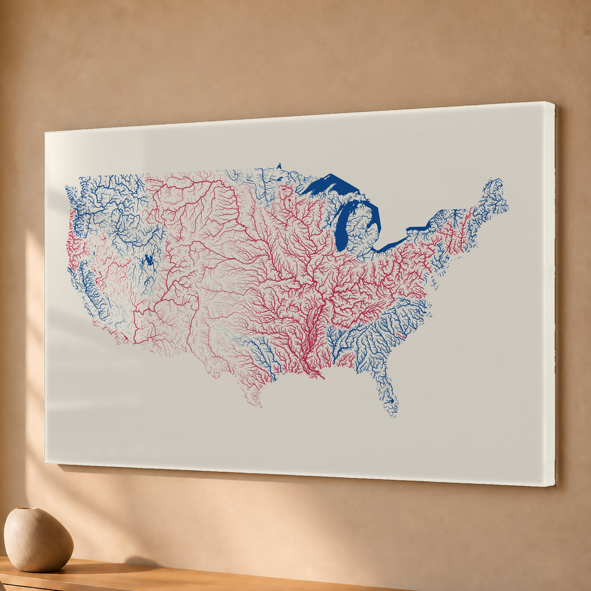 Beautiful Rivers — Estados Unidos — Risografia, Acrílico · 40 × 60 cm, Sem margem