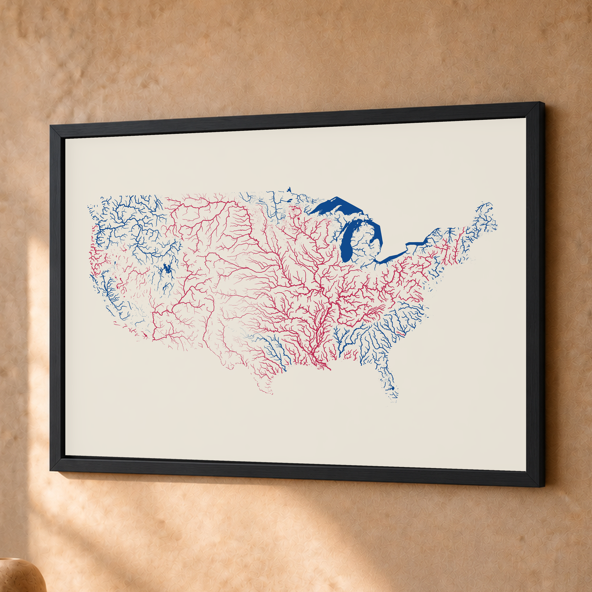 Beautiful Rivers — Estados Unidos — Risografia, Fine art emoldurado · 30 × 40 cm, Preto · Sem margem