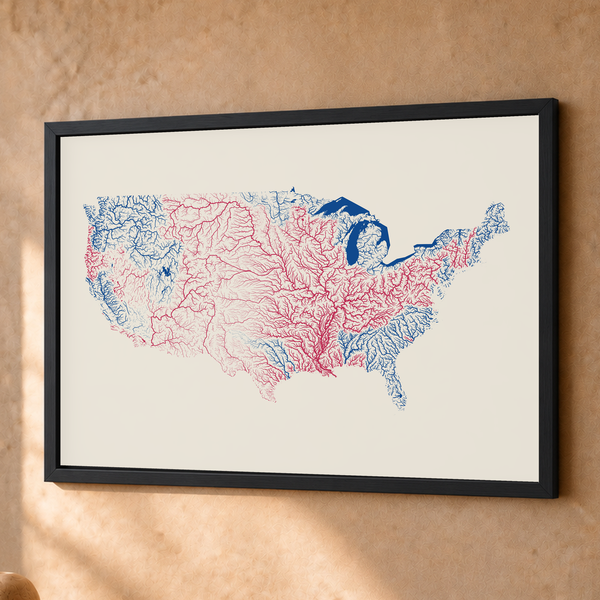 Beautiful Rivers — Estados Unidos — Risografia, Fine art emoldurado · 45 × 60 cm, Preto · Sem margem
