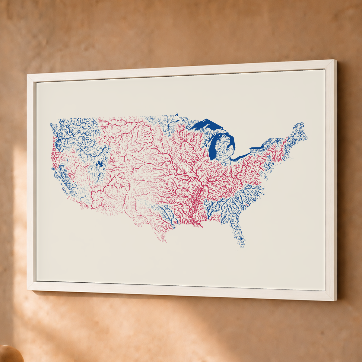 Beautiful Rivers — Estados Unidos — Risografia, Fine art emoldurado · 45 × 60 cm, Branco · Sem margem