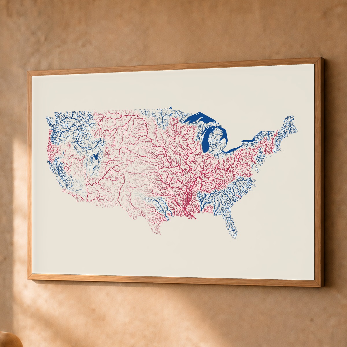 Beautiful Rivers — Estados Unidos — Risografia, Fine art emoldurado · 60 × 80 cm, Natural · Sem margem