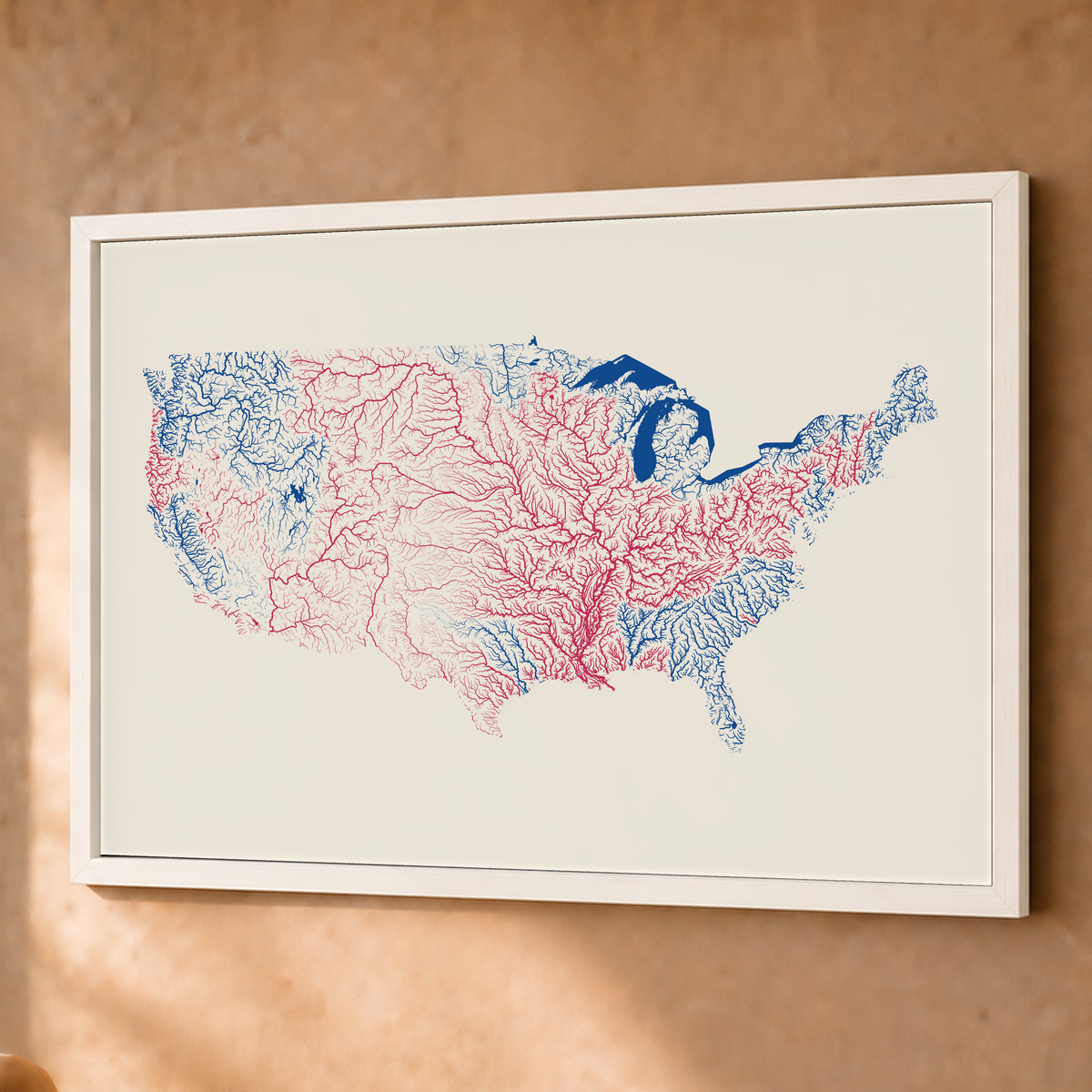 Beautiful Rivers — Estados Unidos — Risografia, Fine art emoldurado · 60 × 80 cm, Branco · Sem margem