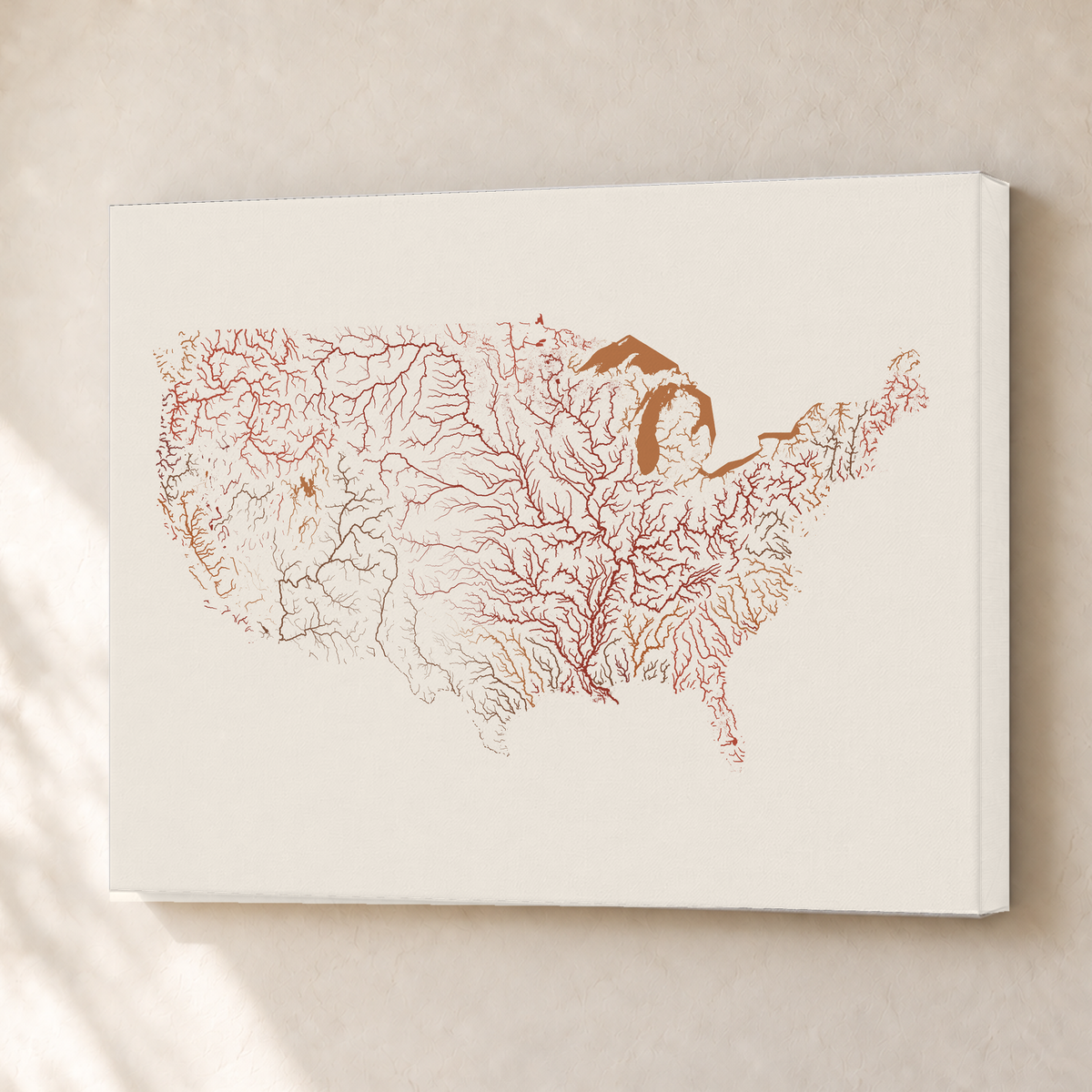 Beautiful Rivers — Estados Unidos — Terracota e areia, Canvas · 30 × 40 cm, Sem margem