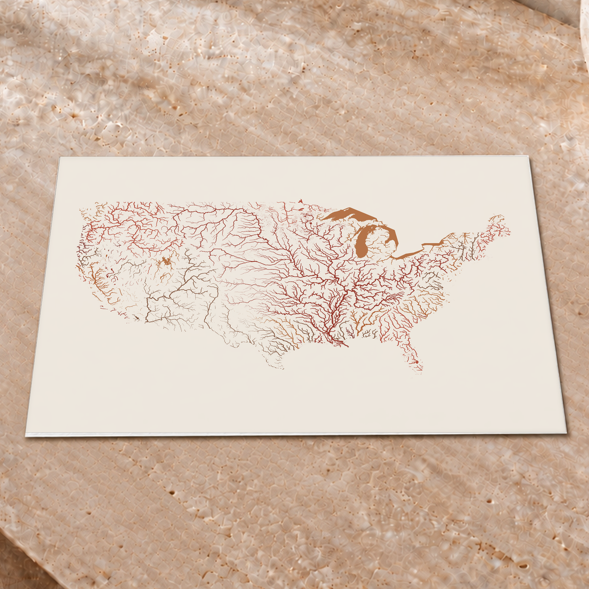 Beautiful Rivers — Estados Unidos — Terracota e areia, Impressão fine art · 30 × 40 cm, Sem margem