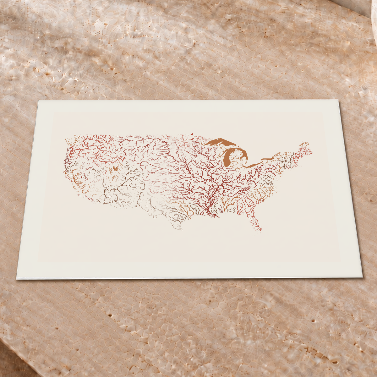 Beautiful Rivers — Estados Unidos — Terracota e areia, Impressão fine art · 30 × 40 cm, Margem branca