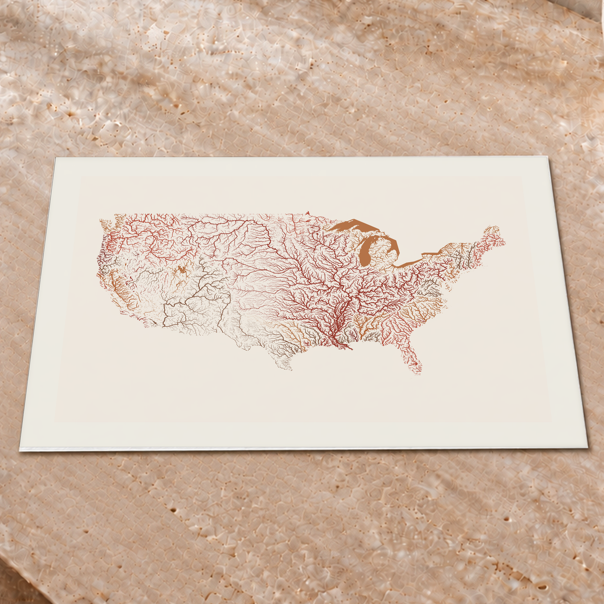 Beautiful Rivers — Estados Unidos — Terracota e areia, Impressão fine art · 45 × 60 cm, Margem branca